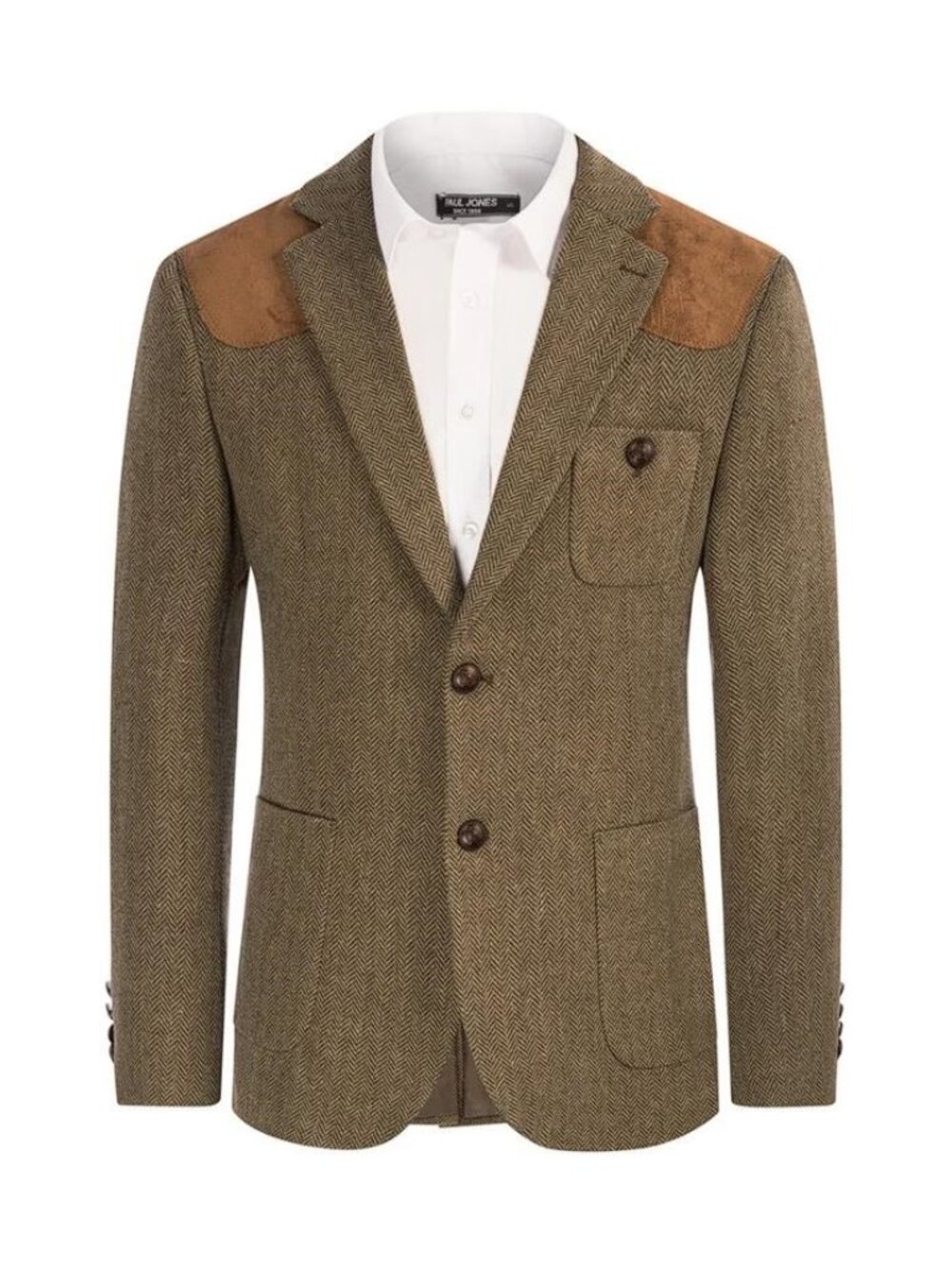 PJ PAUL JONES Men's British Wool Blend Suit Two Button Blazer Sz M in Pale Brown